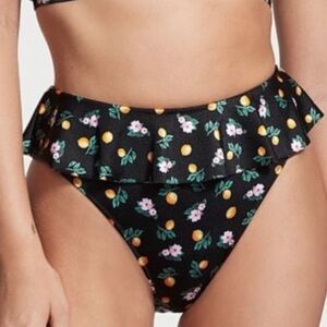 NWT! Victoria’s Secret Swim High Rise Ruffle Bikini Bottom Lemons M Fruit